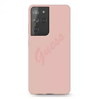 Guess GUHCS21LLSVSPI Script Vintage Hard Case Samsung Galaxy S21 Ultra (SM-G998) - Rožinė
