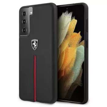 Ferrari FEOSIHCS21SBK Off Track Leather Nylon Stripe Hard Case, Samsung Galaxy S21 (G991) - Juoda
