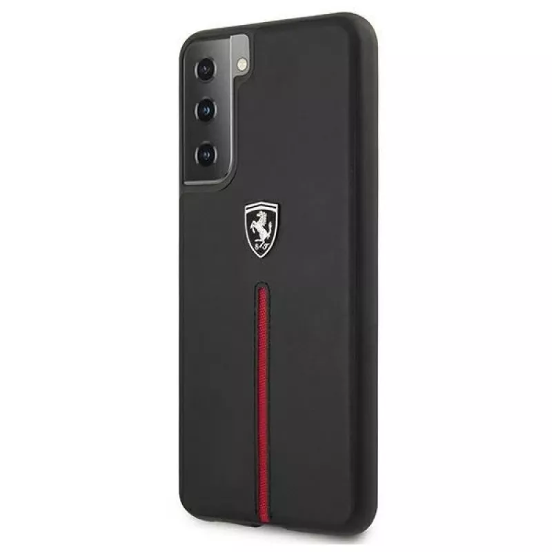 Ferrari FEOSIHCS21SBK Off Track Leather Nylon Stripe Hard Case, Samsung Galaxy S21 (G991) - Juoda