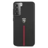 Ferrari FEOSIHCS21SBK Off Track Leather Nylon Stripe Hard Case, Samsung Galaxy S21 (G991) - Juoda
