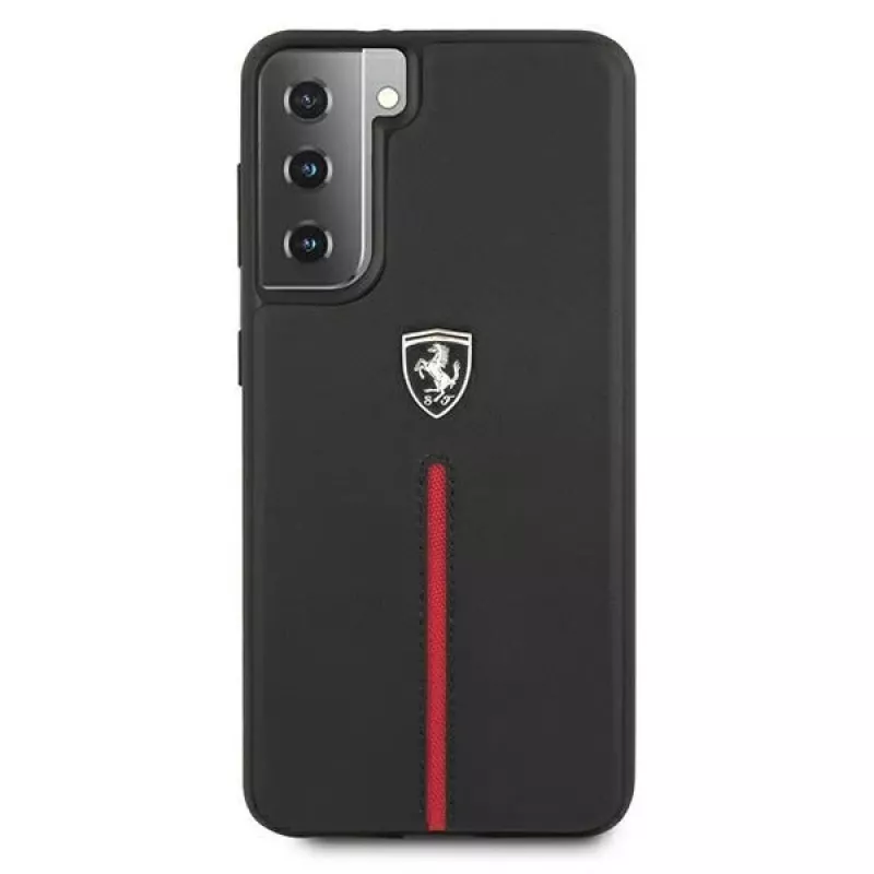 Ferrari FEOSIHCS21SBK Off Track Leather Nylon Stripe Hard Case, Samsung Galaxy S21 (G991) - Juoda