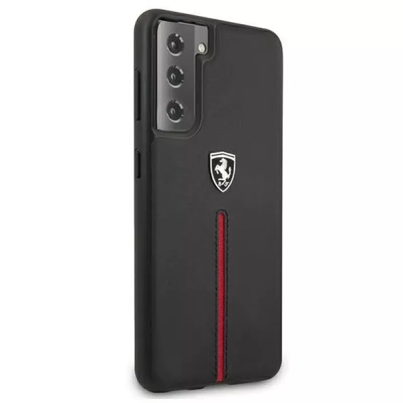 Ferrari FEOSIHCS21SBK Off Track Leather Nylon Stripe Hard Case, Samsung Galaxy S21 (G991) - Juoda