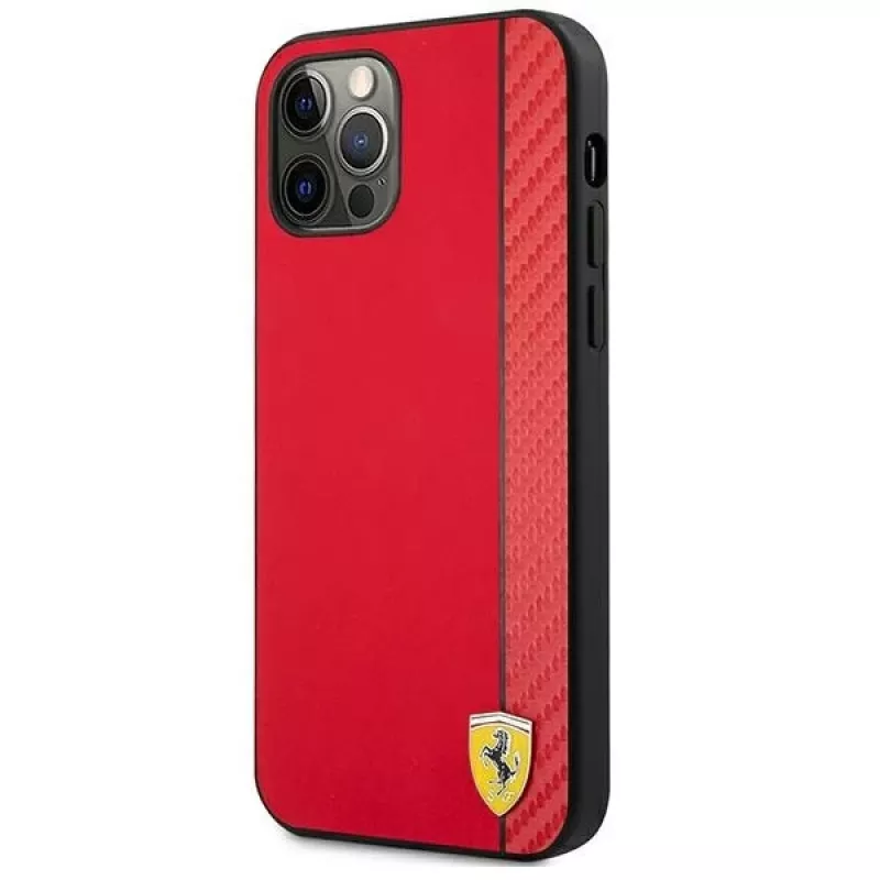 Ferrari FESAXHCP12LRE iPhone 12 Pro Max 6,7 inch Red Hardcase On Track Carbon Stripe