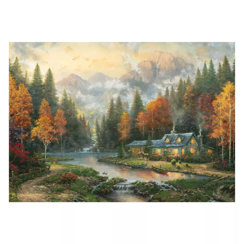 Schmidt Thomas Kinkade Studios Autumn Evening at the Lake 1000 Piece Jigsaw Puzzle