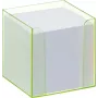 Folia 9907/4 Užrašų dėžutė su fluorescenciniu žaliu kraštu ir popieriaus kubeliu