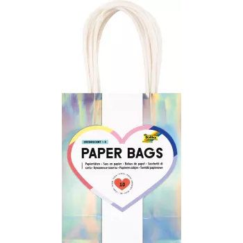 Folia Iridescent Paper Gift Bags Small Glossy 10-Pack