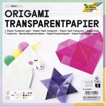 Folia Transparent Folding Paper 20 x 20 cm, 20 Sheets, 42 g/m², Clear
