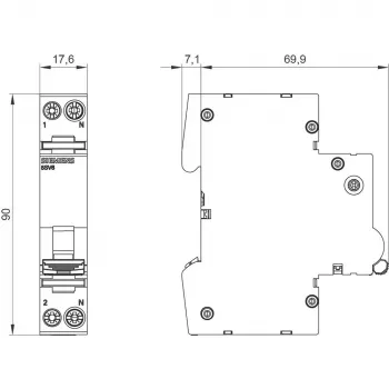 Siemens 5SV6016-7KK16 Lanko gedimų detektorius (AFDD) su automatiniu jungikliu C16 2-polių 230V 1TE