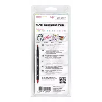 Tombow ABT-6P-2 Dual Brush Pen Set – 6 spalvų – smailusis ir teptuko antgalis