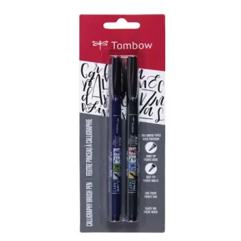 Tombow WS-BHS-2P Dual Brush Pen rinkinys - juoda - 2 vnt. - lizdinė pakuotė