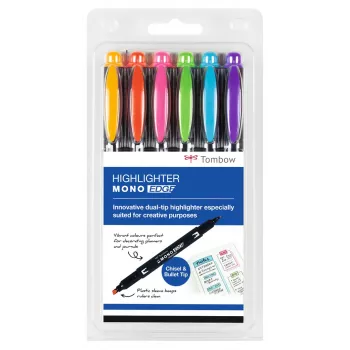 Tombow MONO Edge Highlighter Pen Set - Chisel and Bullet Tip 3.8mm 0.8mm Line Assorted (6 Pens)