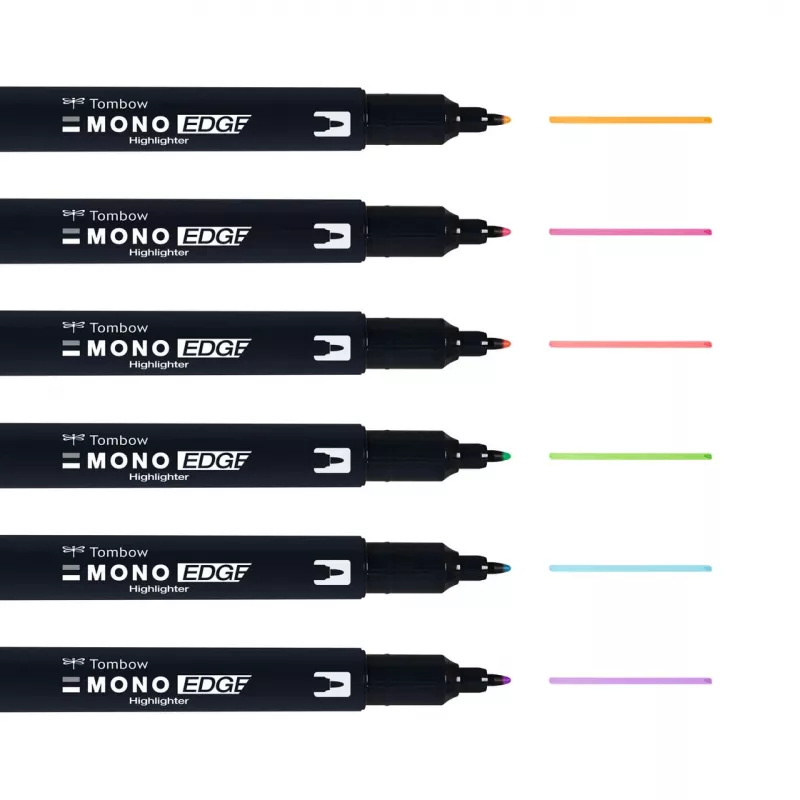 Tombow MONO Edge Highlighter Pen Set - Chisel and Bullet Tip 3,8mm 0,8mm Line Assorted (6 Pens)