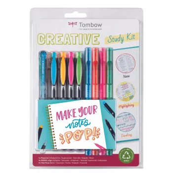 Tombow The Creative Study Kit: 4 Reporter šratinukai + 4 Mono Edge žymekliai