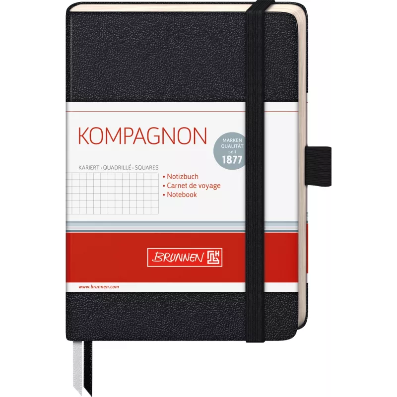 BRUNNEN KOMPAGNON Užrašinė A6 languota Juoda 96 lapų, siūlų segimas