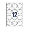 Avery Zweckform T3004-10 lipdukai be lipniosios pusės, apvalūs, poliesteriniai, balti, 60 mm, 120 lipdukų
