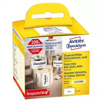 Avery Zweckform Labels on Roll - Permanent Adhesive - White - 57 x 32 mm - 400 Labels (1 Roll x 400)