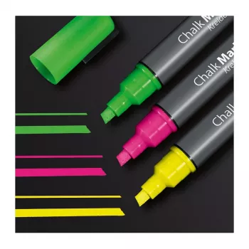 SIGEL Liquid Chalk Marker Set Water-Based Wipeable Pink Green Yellow 3-Pack