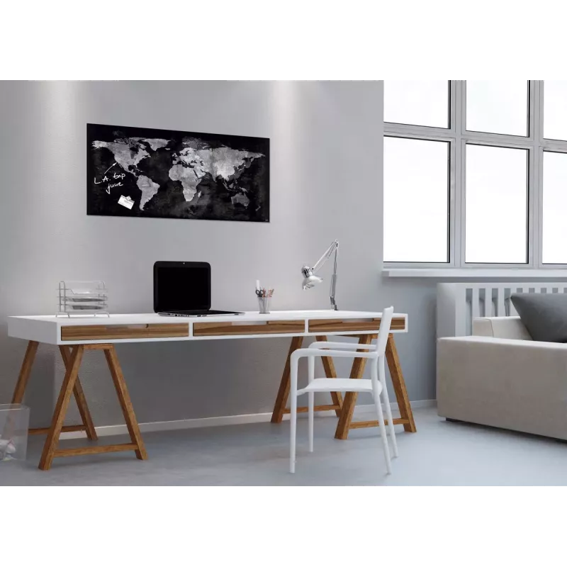 SIGEL GL270 Stiklinė magnetinė lenta 910 x 460 mm, superbalta, be rėmelio, su 2 magnetais ir markeriu