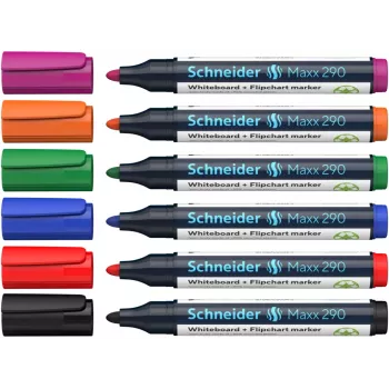 Schneider Maxx 290 Whiteboard ir Flipchart žymeklių rinkinys 6 spalvų 2,0 - 3,0 mm
