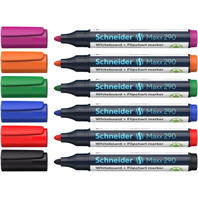Schneider Maxx 290 Whiteboard ir Flipchart žymeklių rinkinys 6 spalvų 2,0 - 3,0 mm
