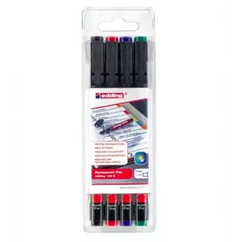 EDDING 140 S Permanent Marker Fine Tip Black Blue Green Red 4 Pieces