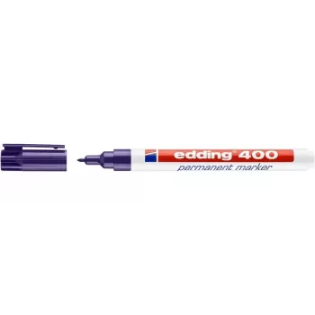 EDDING 400 Permanent Marker Violet Round Tip 1 mm Plastic Barrel for Cardboard Glass Leather Metal Plastic Wood