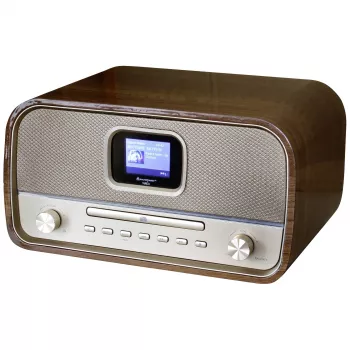 Radijo imtuvas Soundmaster DAB970BR1 su DAB+, FM, AUX, Bluetooth, CD, USB, baterijos įkrovimo funkcija, ruda spalva