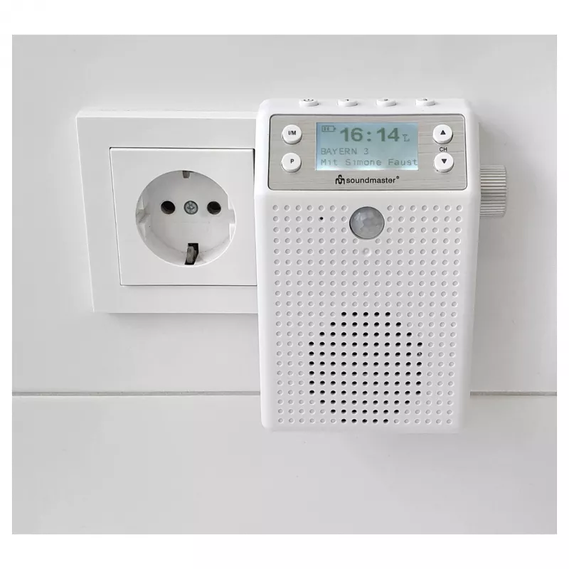 Soundmaster DAB60WE Sieninis Radijas DAB+, FM, Bluetooth, USB, Laisvų Rankų Funkcija, Atsparus Vandeniu, Baltas