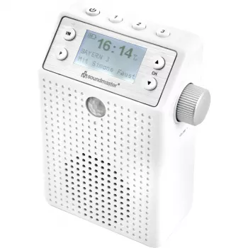 Soundmaster DAB60WE Sieninis Radijas DAB+, FM, Bluetooth, USB, Laisvų Rankų Funkcija, Atsparus Vandeniu, Baltas