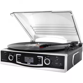 Soundmaster PL590SW Stereo Sistema su Patefonu, DAB+, FM, AUX, USB, Įrašymo Funkcija, Juoda