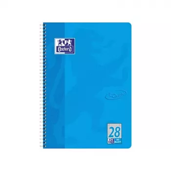 Oxford College Block Touch A4+ Squared Sea Blue 80 Sheets 160 Pages Spiral Bound Micro-perforated 4-hole Punched 90gsm Optik Paper FSC Certified