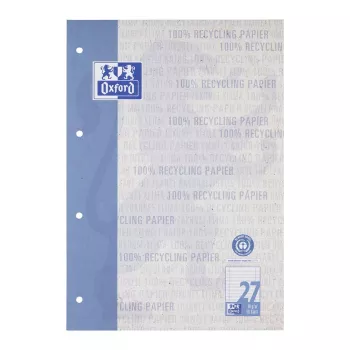 Oxford Schulblock Recycling DIN A4 50 Sheets Lineatur 27 Squared with Margin Head-Glued - A4