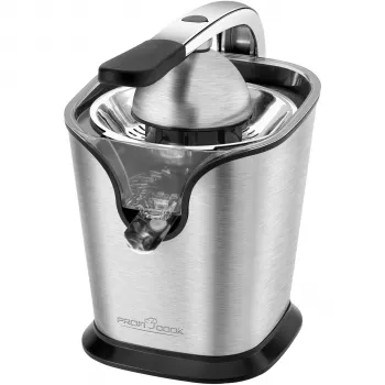 PROFI COOK PC-ZP 1154 Citrus Press, 160 W, nerūdijantis plienas, 500 ml, 2 kūgiai, svirtinis valdymas, juoda/sidabrinė