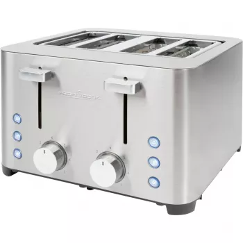 PROFI COOK 4-Slice Toaster PC-TA 1252, Stainless Steel Housing, 2 Removable Crumb Trays, Extra Wide Slots, 1600 W