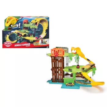 Dickie Jungle Garage 203338004 - 3 lygių žaidimų garažas su garsu ir šviesa, įskaitant liejamą automobilį