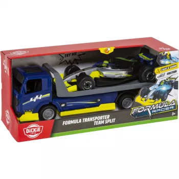 Dickie Formula Transporter Team Split 203766000 Automobilių vežėjas su 2 liejinukais Formulės automobiliais