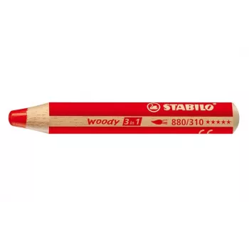 STABILO Woody 3 in 1 multfunkcinis pieštukas - raudonas - PEFC sertifikuotas - 10 mm švinas - vienetas