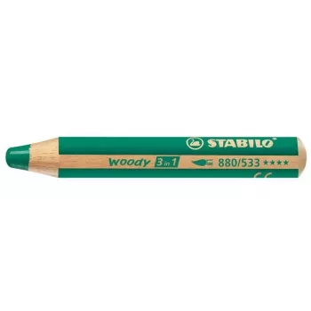 STABILO woody 3 in1 spalvinimo pieštukas – žalias, 10 mm švino, 1 vnt.