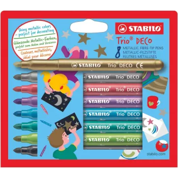 STABILO Trio DECO flomasteriai, įvairių spalvų rinkinys (8 vnt.)