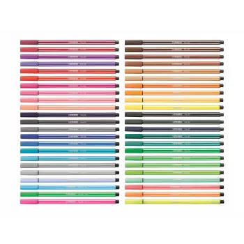 STABILO Pen 68 rašiklių rinkinys, 20 spalvų, plastikinė dėžutė, Zebrui turkio, 1 mm linijos plotis