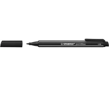 STABILO pointMax Flomasteris - Juodas - Vidutinis - 0,8 mm - Apvalus - Vandens Pagrindu - Nailono Antgalis