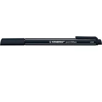STABILO pointMax Flomasteris - Juodas - Vidutinis - 0,8 mm - Apvalus - Vandens Pagrindu - Nailono Antgalis