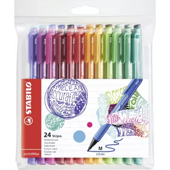 STABILO pointMax Fineliner rašiklių rinkinys - 24 spalvos - 0.8 mm pluoštinis antgalis - vandens pagrindo rašalas