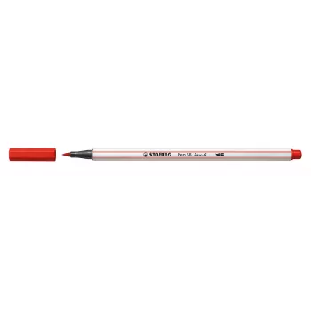 STABILO Pen 68 Brush - Medium - Red - Flexible Brush Tip - Water-Based Ink - Germany - Adults & Children