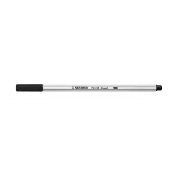 STABILO Pen 68 Brush - Medium - Juoda - Šepetėlio antgalis - Vandens pagrindo rašalas - Vokietija - Suaugusiesiems ir vaikams