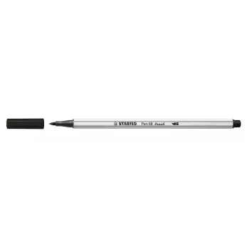 STABILO Pen 68 Brush - Medium - Juoda - Šepetėlio antgalis - Vandens pagrindo rašalas - Vokietija - Suaugusiesiems ir vaikams