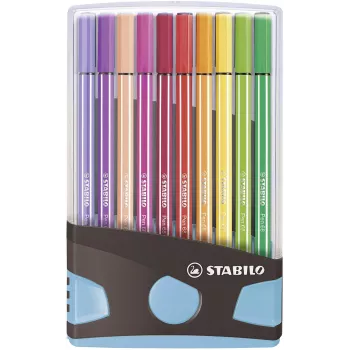STABILO Pen 68 Felt-Tip Pen rinkinys - Vidutinis - 20 spalvų - Įvairios - 1 mm - 24 h Cap-Off - Vandens pagrindo rašalas