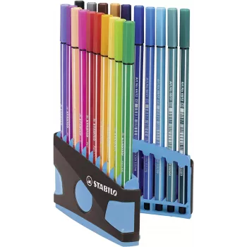 STABILO Pen 68 Felt-Tip Pen rinkinys - Vidutinis - 20 spalvų - Įvairios - 1 mm - 24 h Cap-Off - Vandens pagrindo rašalas