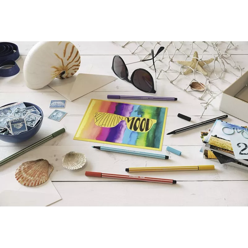 STABILO Pen 68 Felt-Tip Pen rinkinys - Vidutinis - 20 spalvų - Įvairios - 1 mm - 24 h Cap-Off - Vandens pagrindo rašalas