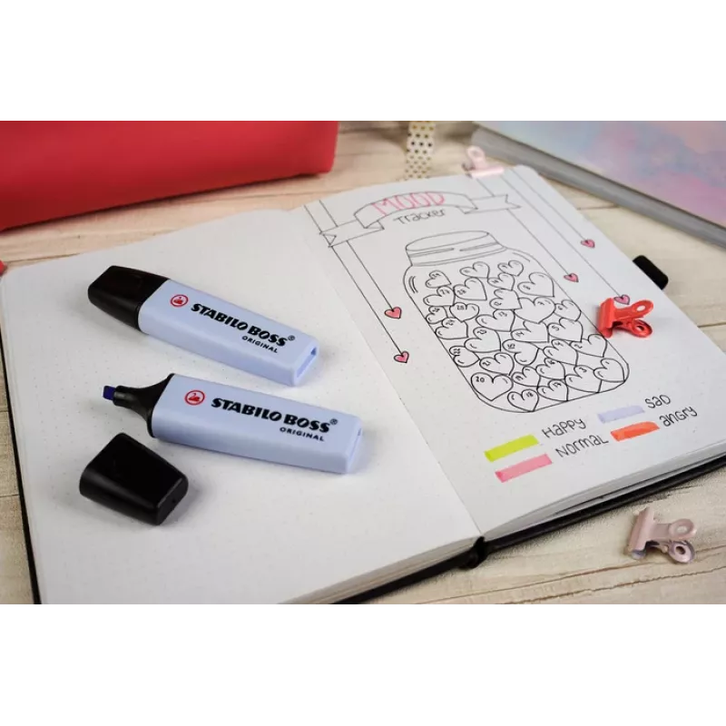STABILO Boss Original Pastel Highlighter Pen - Coral Red - 1 Piece - Chisel Tip - 2 mm / 5 mm